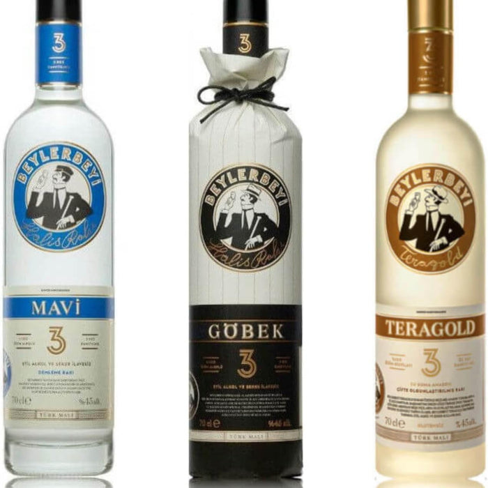 Beylerbeyi 3-Pack Raki Set – Mavi & Gobek & Teragold (3 x 70cl)